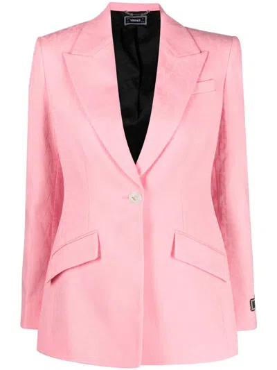 Versace Single Breasted Medusa Jacket In Pink