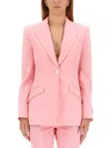 Versace Single-breasted All Over Logo Jacket In Pink