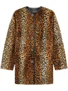 Versace Leopard Pony-effect Collarless Coat In Neutrals