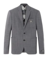 Versace Formal Jacket Micro Pattern Wool Fabric In Gray