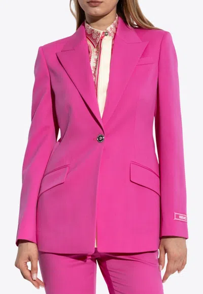 Versace Single-breasted Wool Blazer In Pink