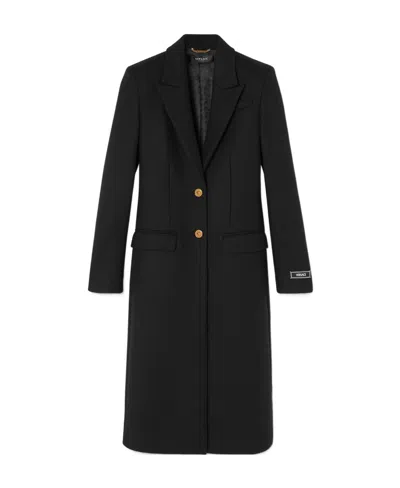 Versace Single-breasted Wool-blend Coat In Black