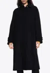 Versace Single-breasted Wool Coat In Black