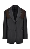 Versace Single-breasted Wool-mohair Blazer In Gray