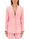 Versace Single-breasted All Over Logo Jacket In Pink