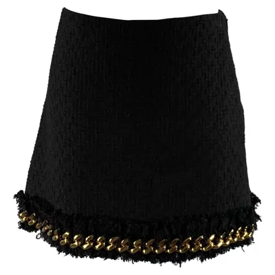 Pre-owned Versace Size 2 Black Gold Cotton Chain Mini Skirt