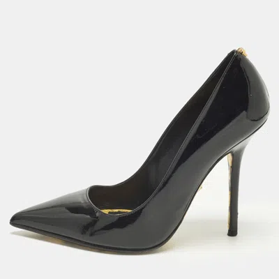 Pre-owned Versace Size 36.5 Black Patent Leather Pointed Pumps