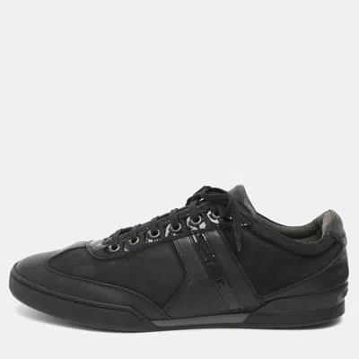 Pre-owned Versace Size 42 Black Leather Low Top Sneakers