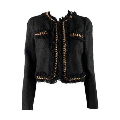 Pre-owned Versace Size 6 Black Gold Cotton Chain Jacket