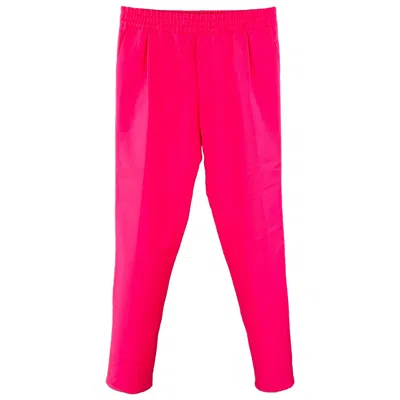 Pre-owned Versace Size M Pink Fuchsia Virgin Wool Mohair Pleated Tapered Casual Pants