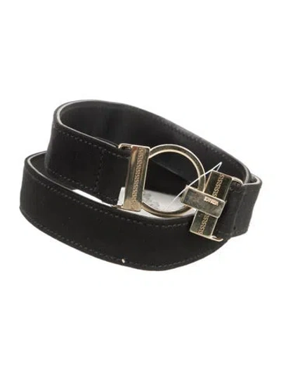 Pre-owned Versace Skinny Belt In Black
