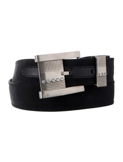 Pre-owned Versace Skinny Crystal Embellishments Belt In Black