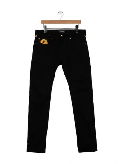 Pre-owned Versace Skinny Jeans In Black