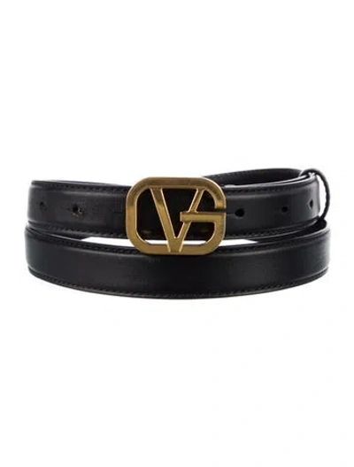 Pre-owned Versace Skinny Leather Belt In Black