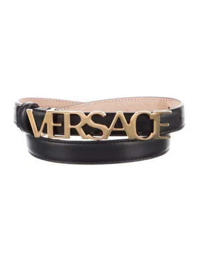 Pre-owned Versace Skinny Leather Belt In Black