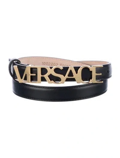 Pre-owned Versace Skinny Leather Belt In Black