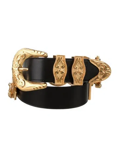 Pre-owned Versace Skinny Leather Belt In Black