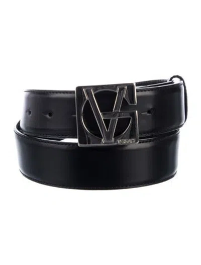Pre-owned Versace Skinny Leather Belt In Black