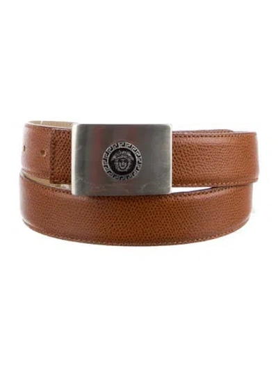 Pre-owned Versace Skinny Leather Belt In Brown
