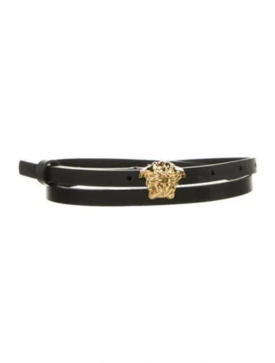 Pre-owned Versace Skinny Leather Belt Kit In Black