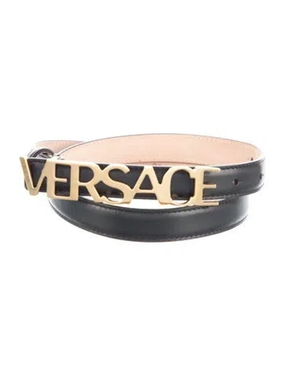 Pre-owned Versace Skinny Leather Belt Kit In Black