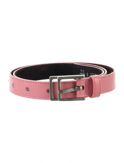 Pre-owned Versace Skinny Leather Belt Kit In Pink