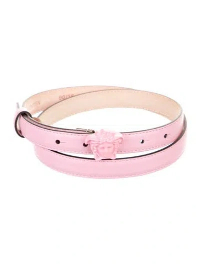 Pre-owned Versace Skinny Leather Belt Kit In Pink