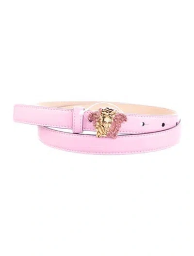 Pre-owned Versace Skinny Leather Belt Kit In Pink
