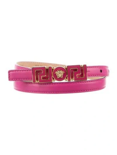 Pre-owned Versace Skinny Leather Belt In Pink