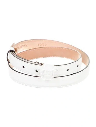 Pre-owned Versace Skinny Leather Belt In White