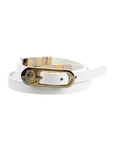 Pre-owned Versace Skinny Leather Belt In White