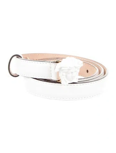 Pre-owned Versace Skinny Leather Belt In White