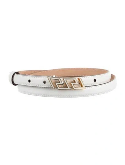 Pre-owned Versace Skinny Leather Belt In White