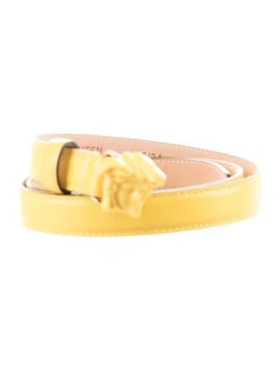 Pre-owned Versace Skinny Leather Belt In Yellow