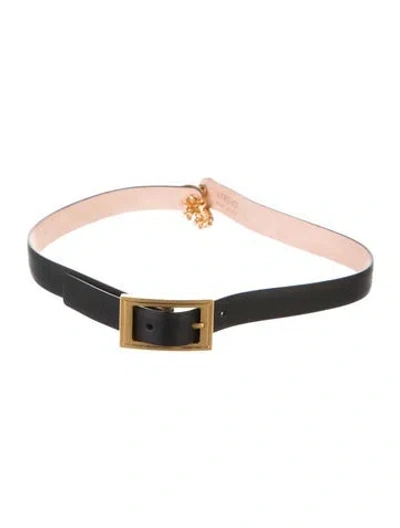 Pre-owned Versace Skinny Leather Waist Belt In Black