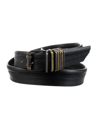 Pre-owned Versace Skinny Leather Waist Belt In Black