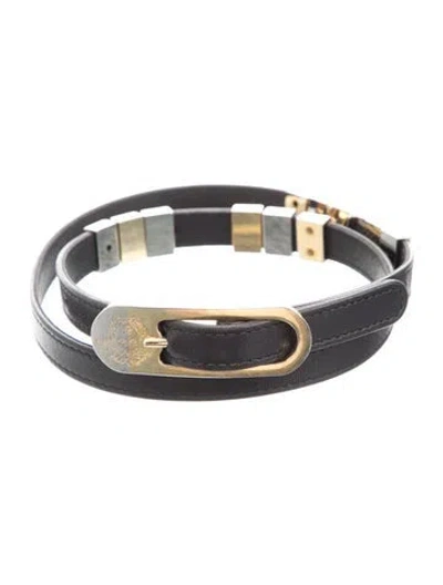 Pre-owned Versace Skinny Leather Waist Belt In Black