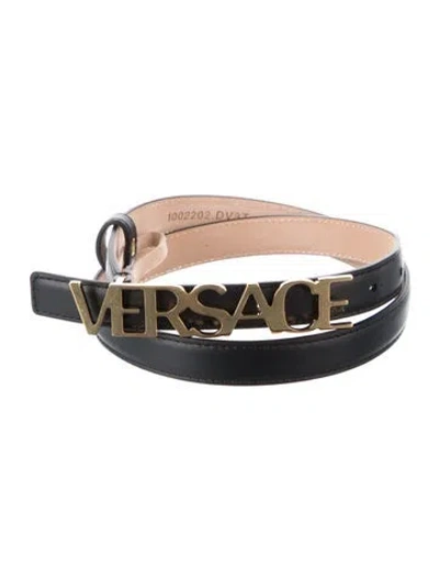 Pre-owned Versace Skinny Leather Waist Belt In Black