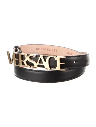 Pre-owned Versace Skinny Leather Waist Belt In Black