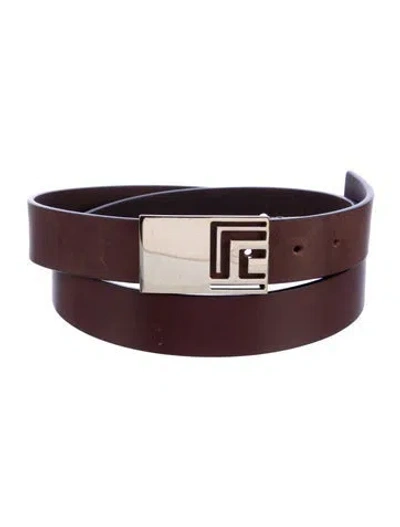 Pre-owned Versace Skinny Leather Waist Belt In Brown