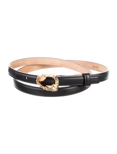Pre-owned Versace Skinny Leather Waist Belt W/ Tags In Black