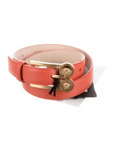 Pre-owned Versace Skinny Leather Waist Belt W/ Tags In Orange
