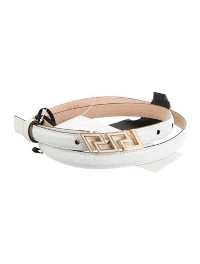 Pre-owned Versace Skinny Leather Waist Belt In White