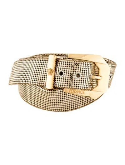 Pre-owned Versace Skinny Metal Belt In Gold