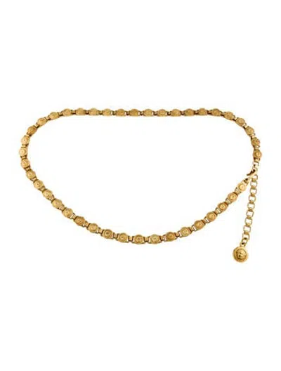 Pre-owned Versace Skinny Metal Chain-link Belt In Gold
