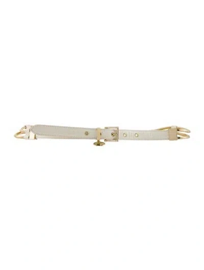 Pre-owned Versace Skinny Metal Waist Belt In Gold/white