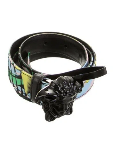 Pre-owned Versace Skinny Nylon Waist Belt In Black