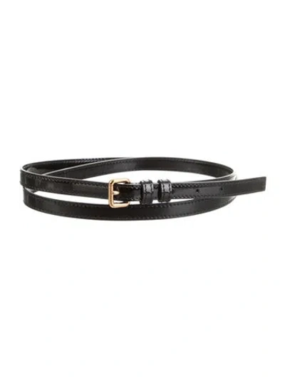 Pre-owned Versace Skinny Patent Leather Belt In Black