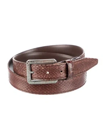 Pre-owned Versace Skinny Snakeskin Waist Belt In Brown