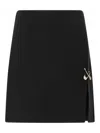 Versace Safety Pin A-line Wool Mini Skirt In Black